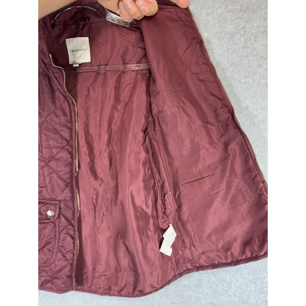 Thread & Supply Quilted Vest Womens Small Sleeveless Full Zip Pockets